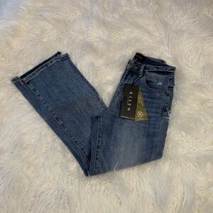 NWT Risen Jeans Size 3/26 High Rise Distressed Raw Hem Straight Womens